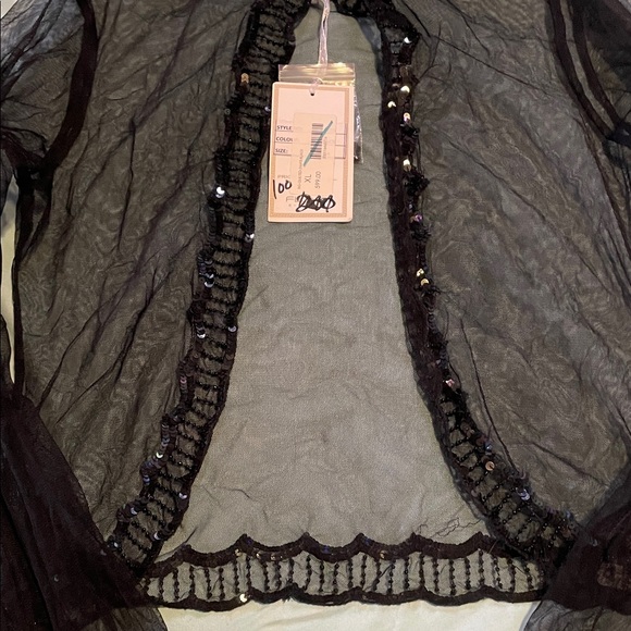 Floyd by smith Black Sheer Top with Sequin Details. New with tags. - Picture 3 of 7